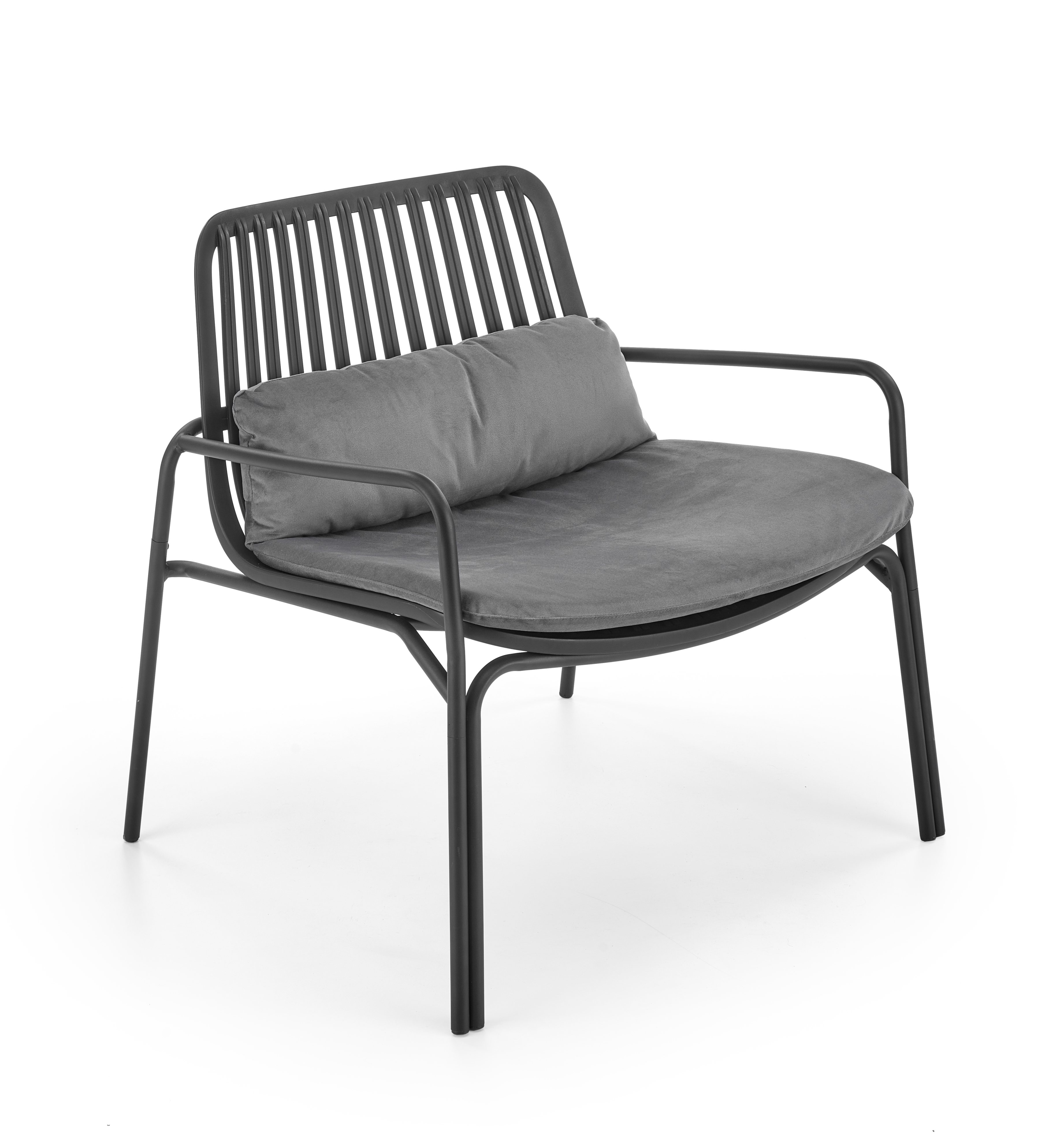 Krzesło ogrodowe Melby - czarny / popielaty melby fotel wypoczynkowy, stelaż -czarny, tapicerka - popielaty