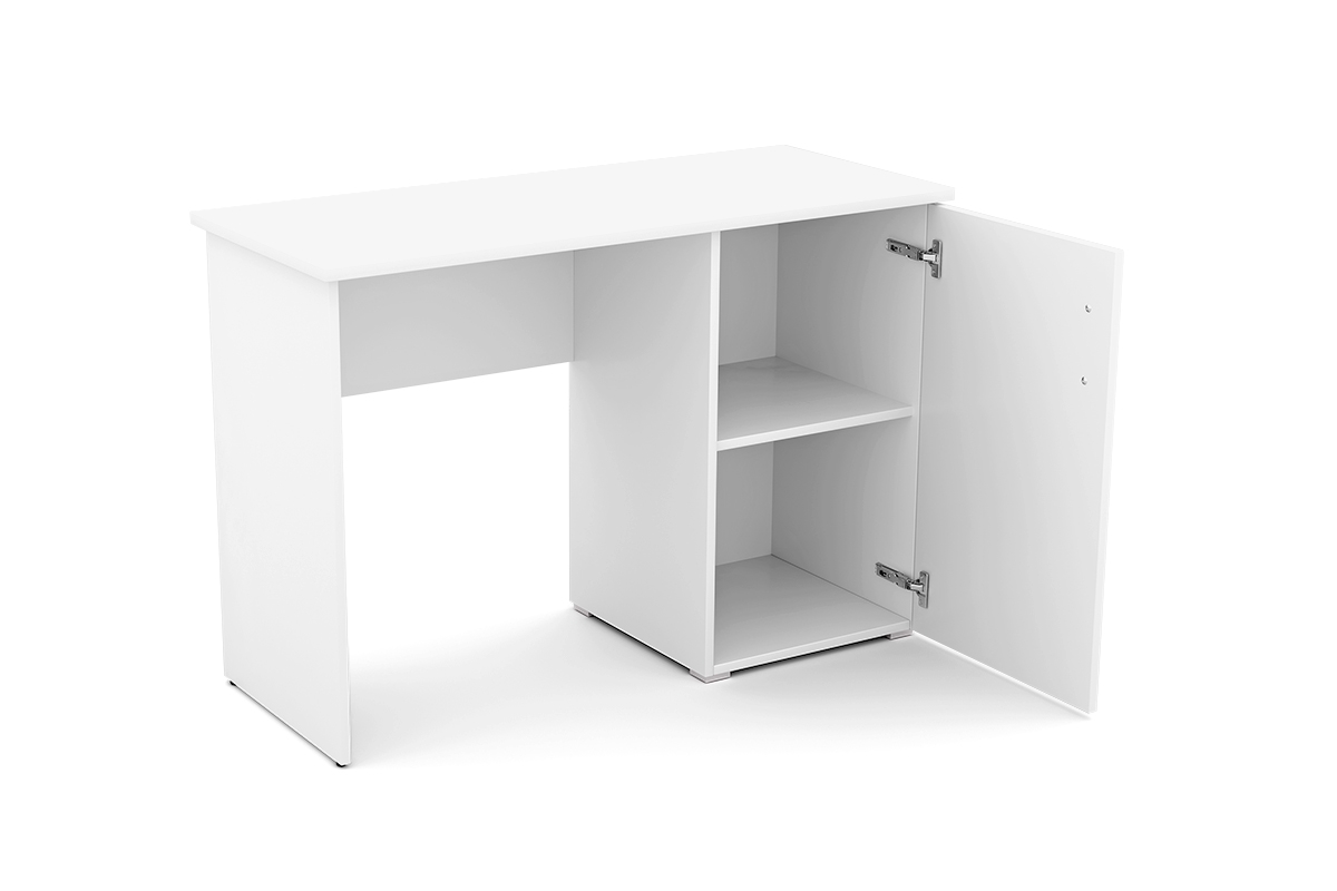 Nowoczesne biurko Oli - biały - Wyprzedaż białe biurko z pojemną szafką