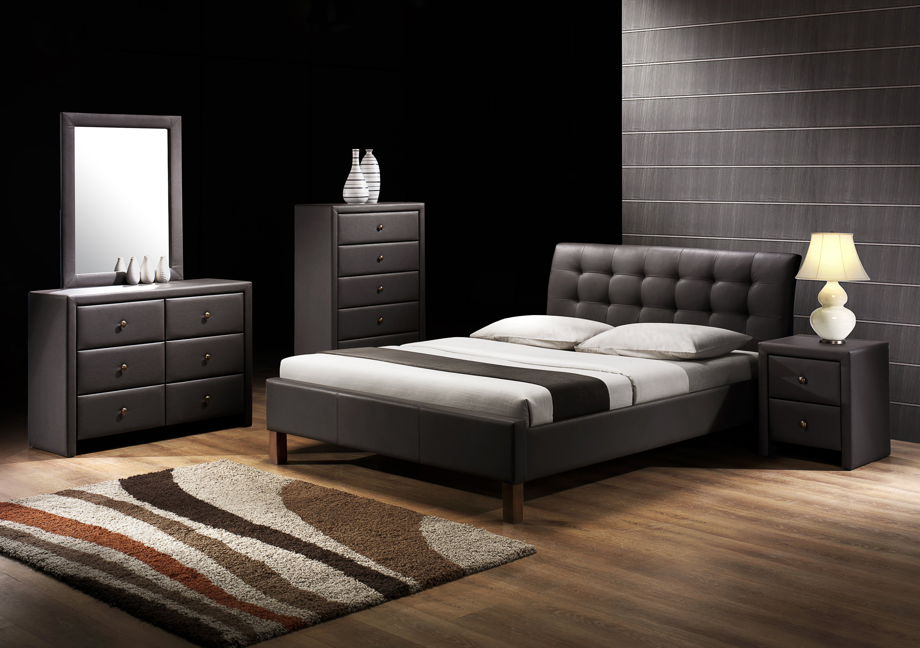 Łóżko tapicerowane Samara 160x200 - czarny czarne łóżko z eko skóry