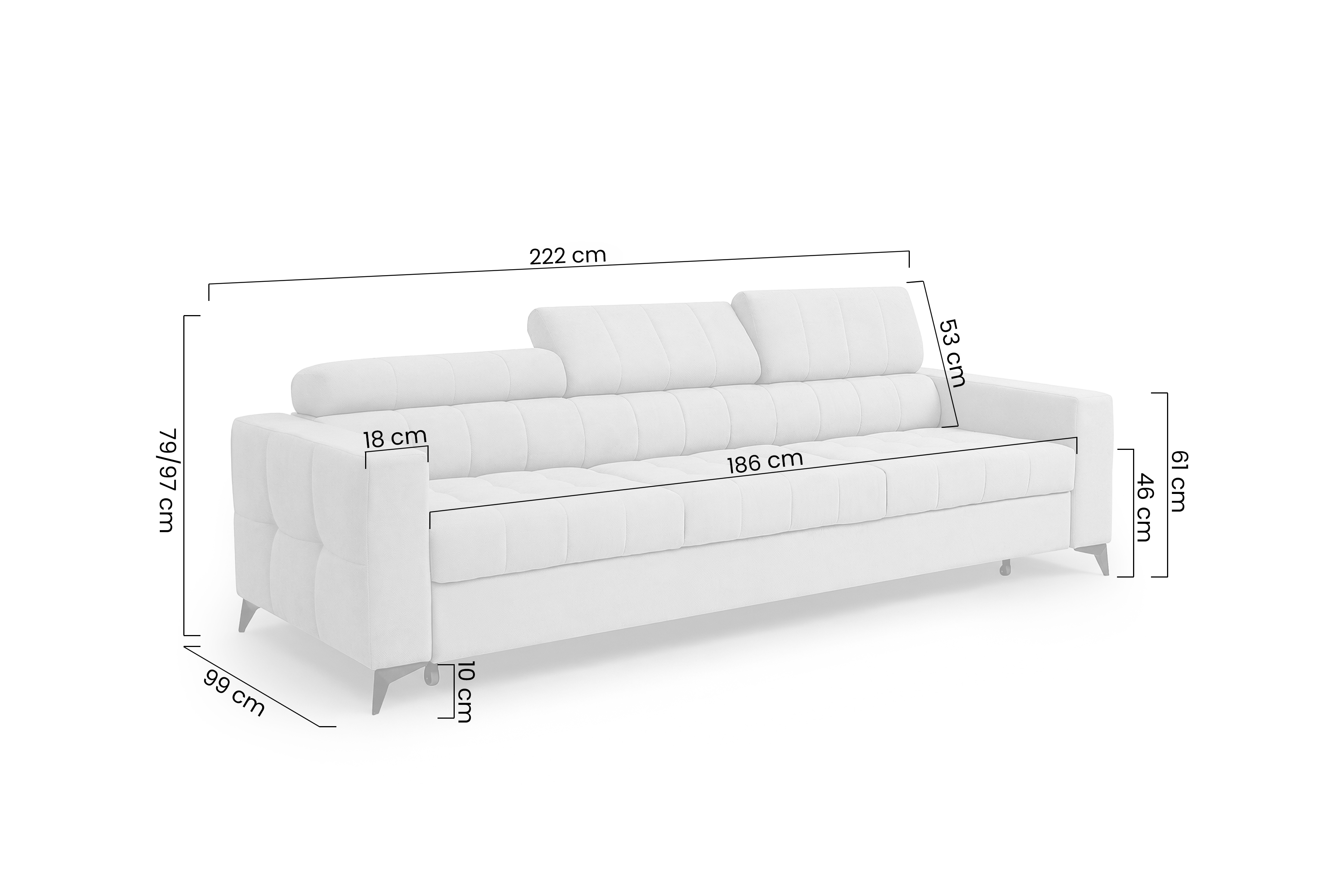 Sofa Nardo z funkcją spania - jasny beżowy szenil Vibe 06