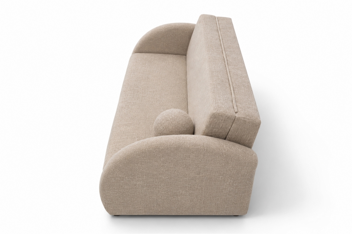 Sofa rozkładana Nubi trzyosobowa 140 cm z pojemnikiem - beżowa tkanina hydrofobowa  Murano 834