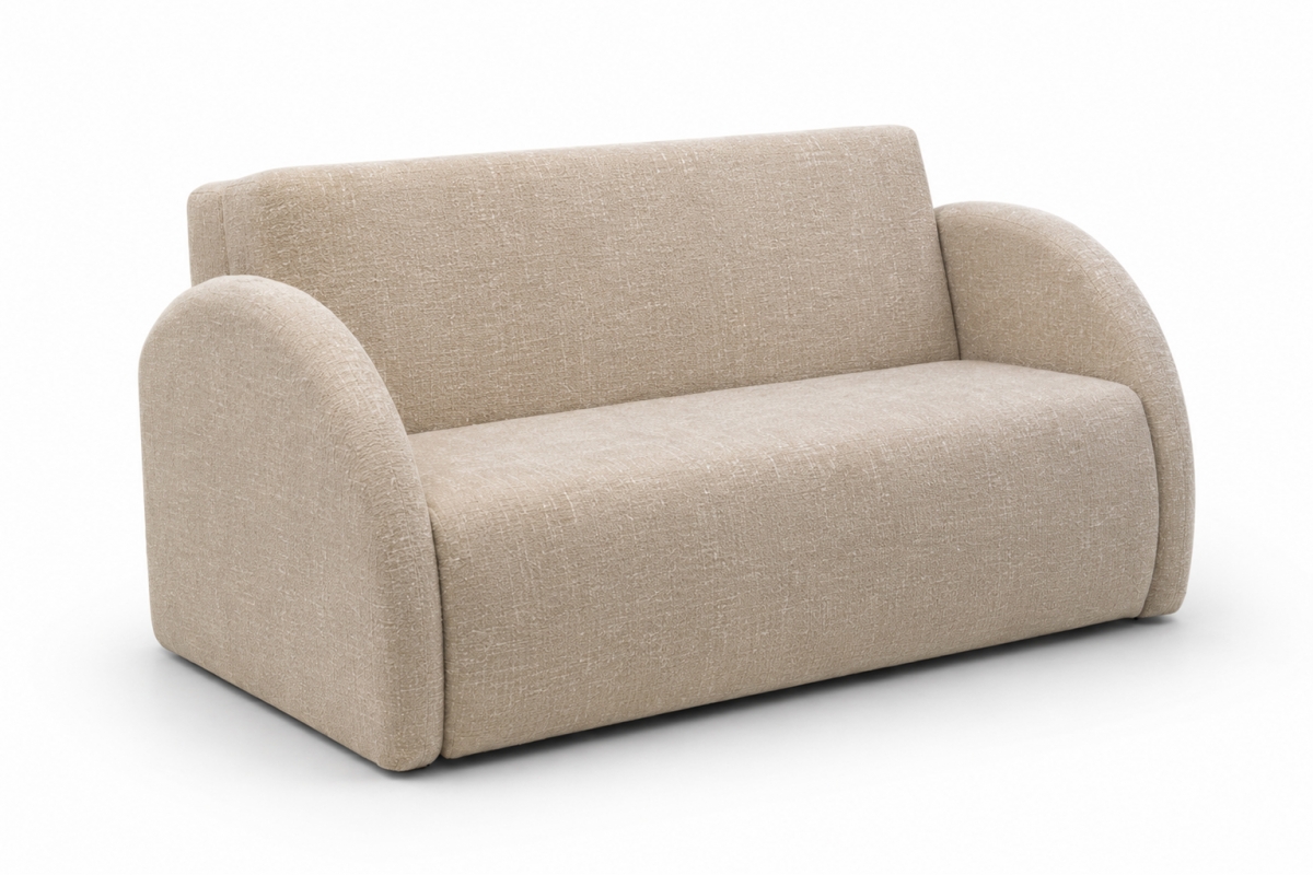 Sofa rozkładana Nubi trzyosobowa 140 cm z pojemnikiem - beżowa tkanina hydrofobowa  Murano 834