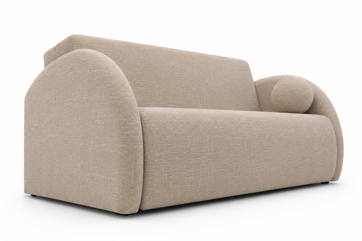 Sofa rozkładana Nubi trzyosobowa 140 cm z pojemnikiem - beżowa tkanina hydrofobowa  Murano 834
