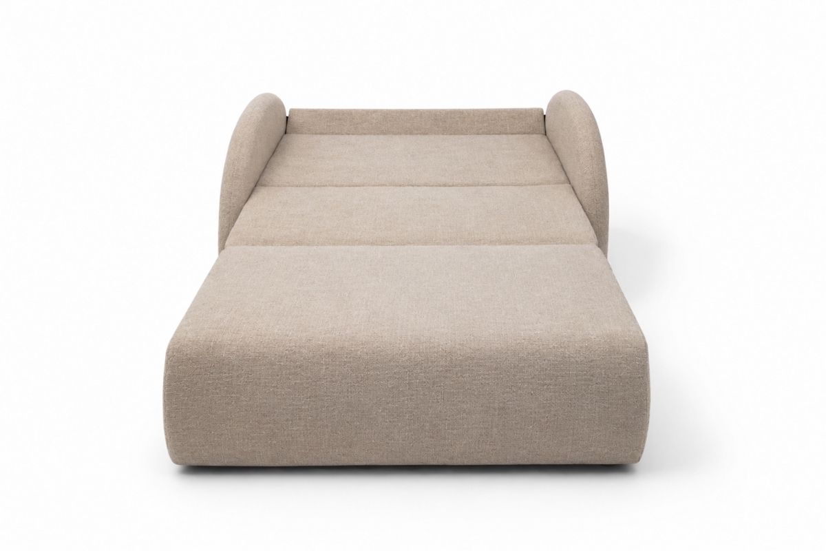 Sofa rozkładana Nubi trzyosobowa 140 cm z pojemnikiem - beżowa tkanina hydrofobowa  Murano 834