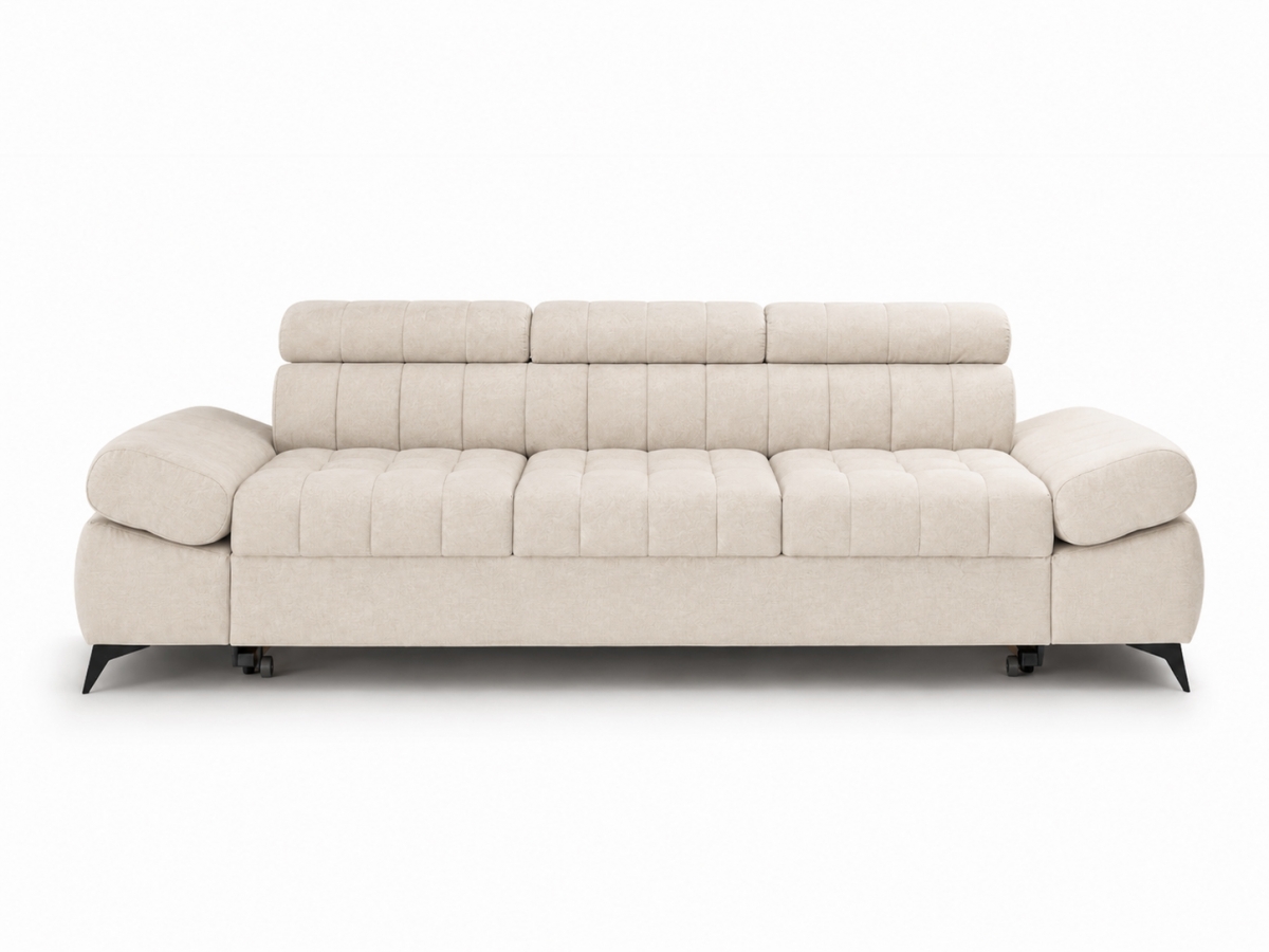 Sofa trzyosobowa Valoris z funkcją spania - beżowy welwet łatwoczyszczący Cloud 03