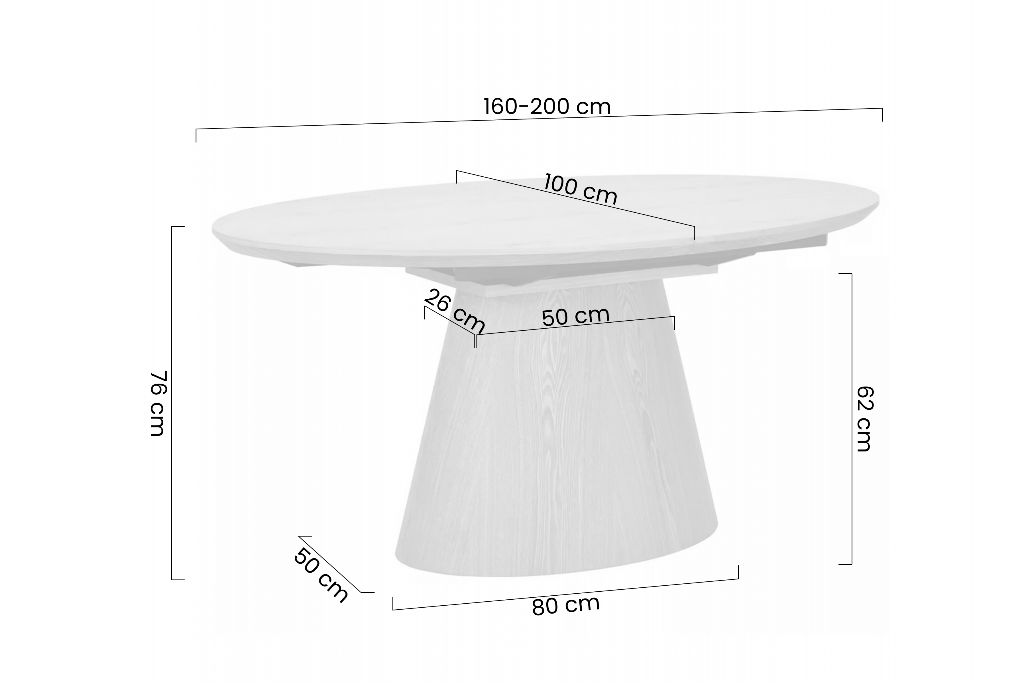 Stół rozkładany Lurta 160-200x90 cm ceramiczny - dąb naturalny