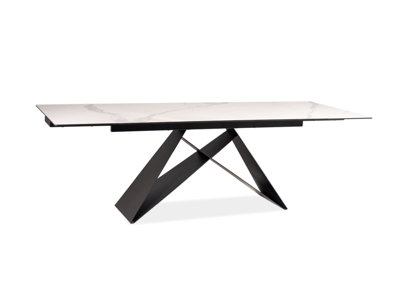 Stół rozkładany Westin III z ceramicznym blatem 160-240x90 - efekt marmuru / biały / czarny mat Stół rozkładany Westin III z ceramicznym blatem 160-240x90 - efekt marmuru / biały / czarny mat