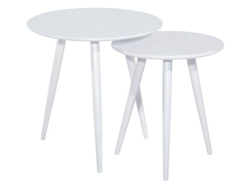 Zestaw okrągłych stolików kawowych Cleo - biały - 2 elementy Zestaw okrągłych stolików kawowych Cleo - biały - 2 elementy
