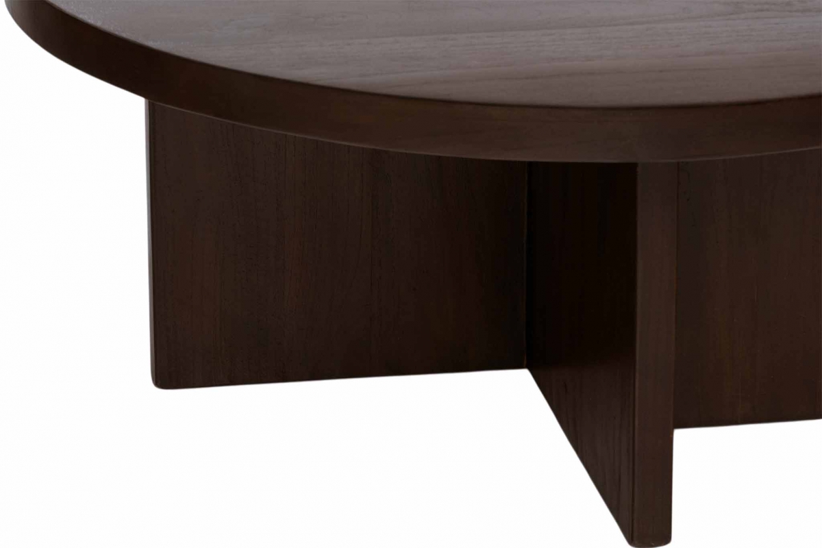 Stolik kawowy Auris 80 cm okrągły - drewno Mindi ciemny brąz 