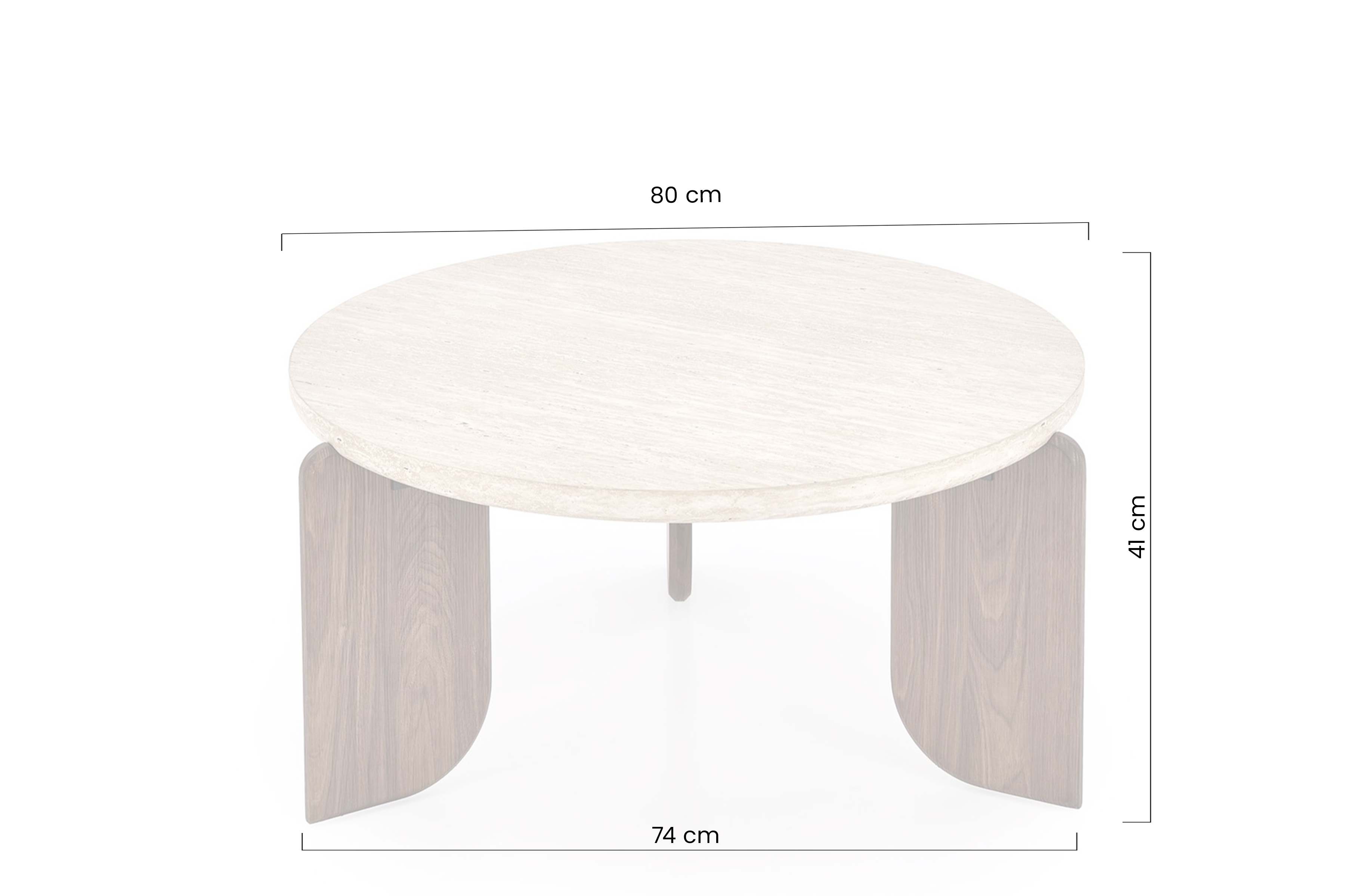 Stolik kawowy Manios 80 cm okrągły - trawertyn / orzech