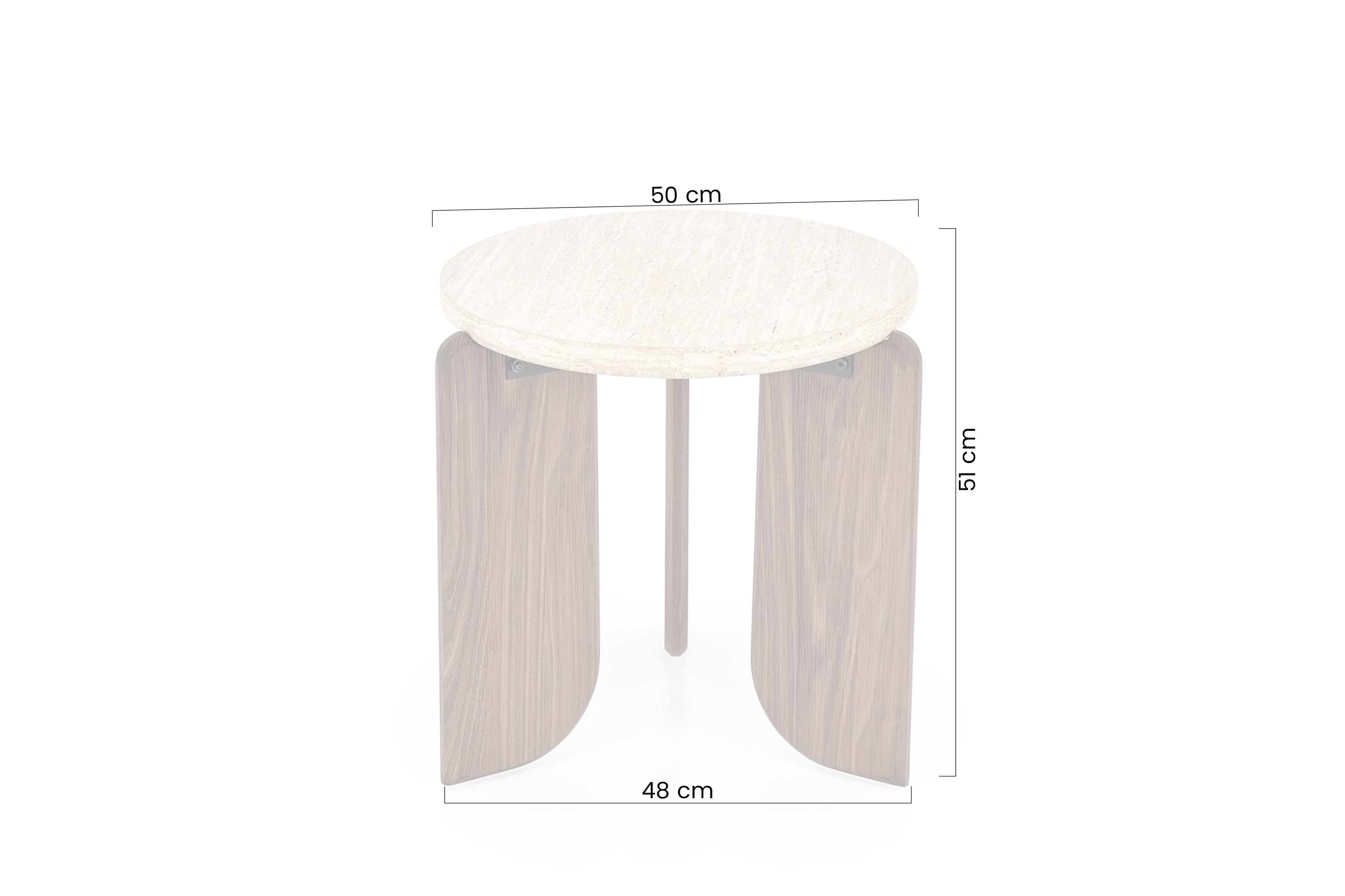 Stolik kawowy Manios 50 cm okrągły - trawertyn / orzech