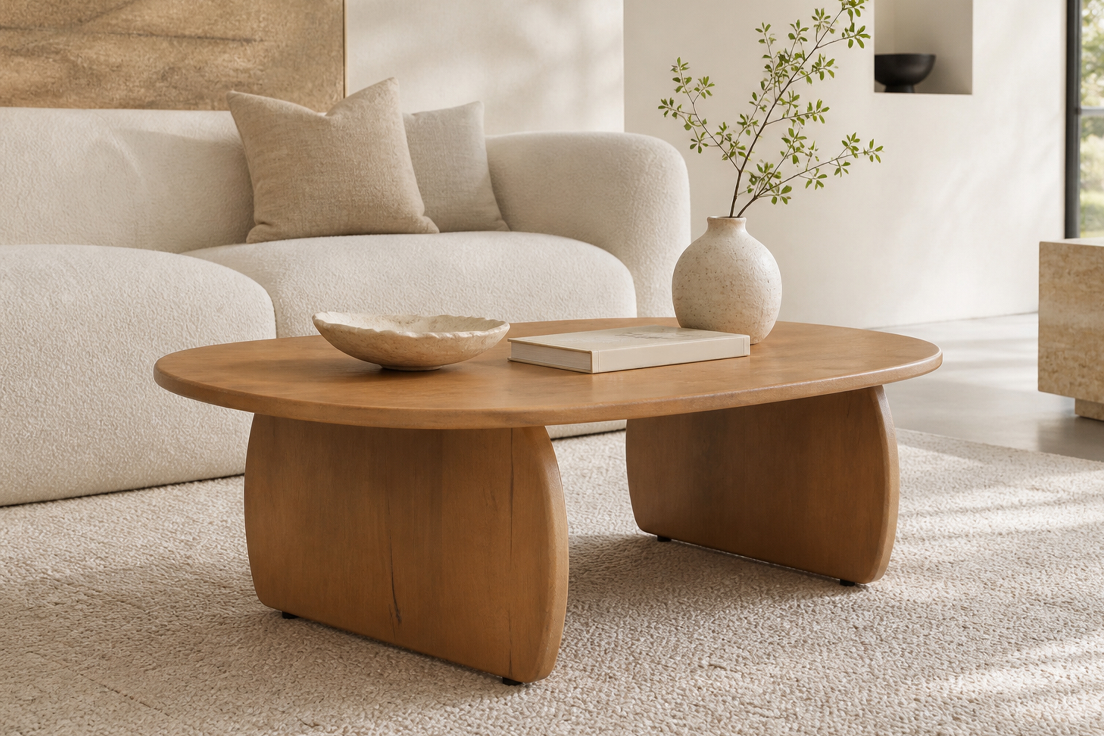Stolik kawowy Moku owalny 110x70 cm - drewno mango Naturalny