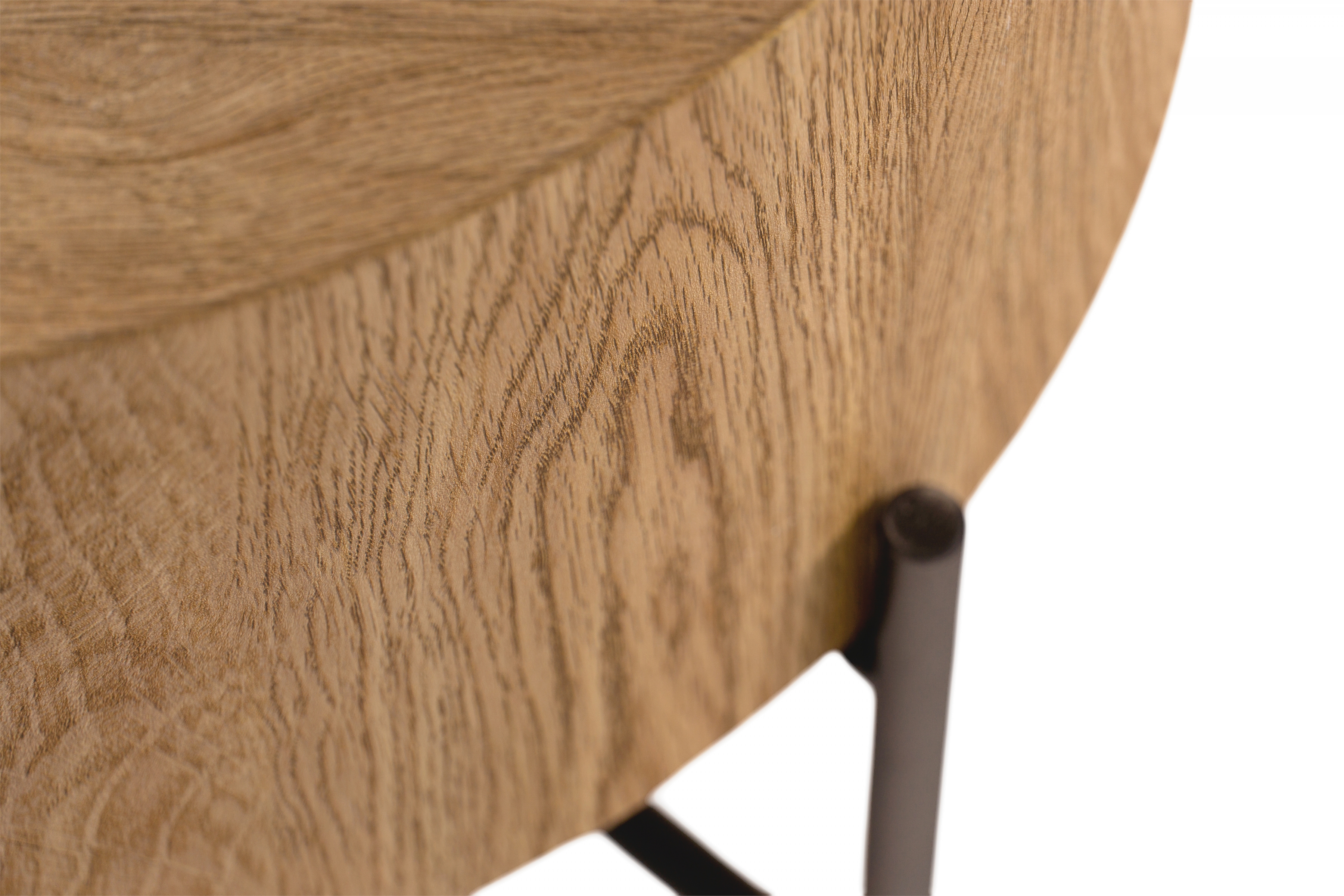 Stolik kawowy okrągły Liviano 45 cm z metalowymi nogami - dąb naturalny / czarny