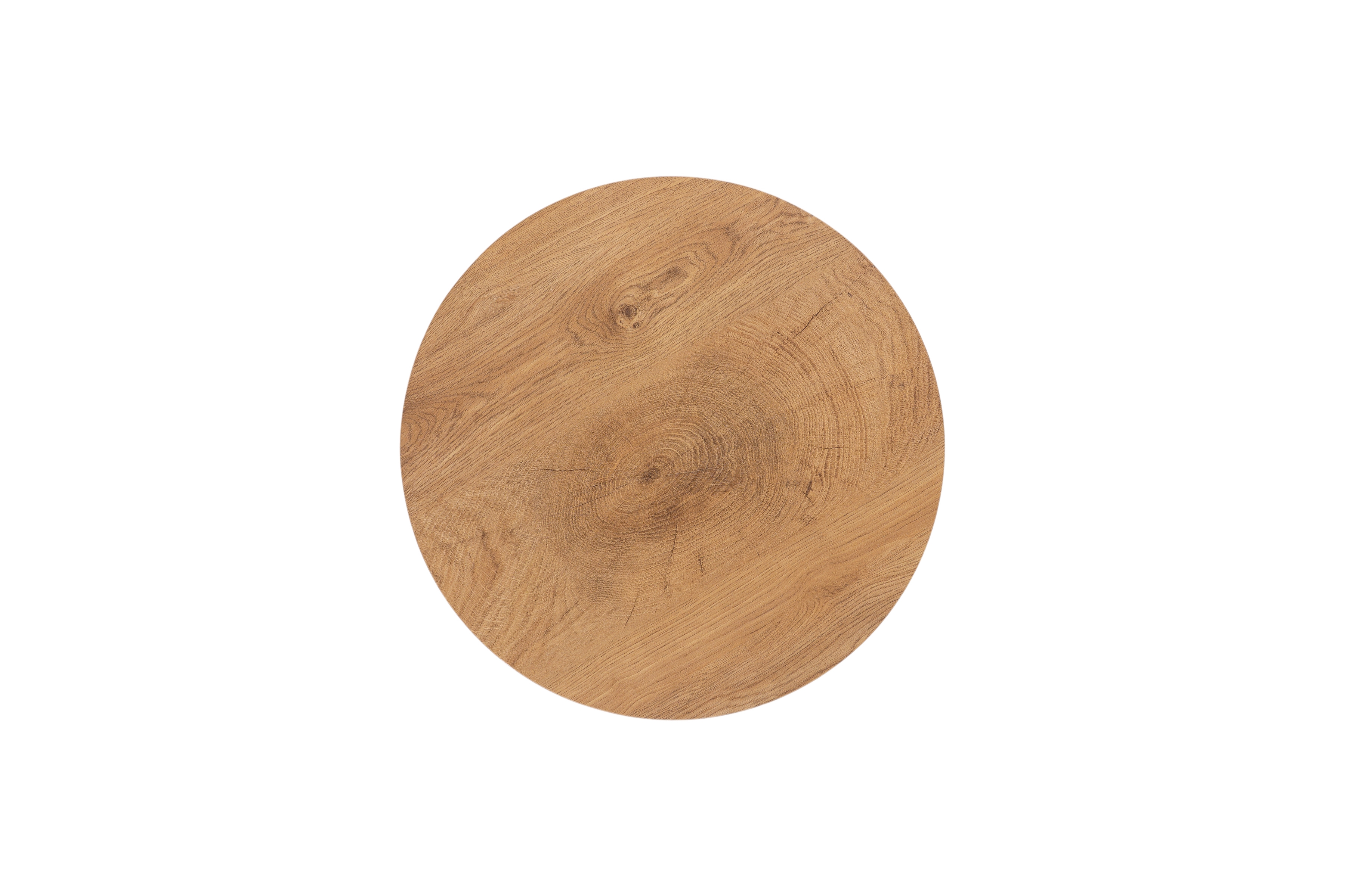Stolik kawowy okrągły Liviano 45 cm z metalowymi nogami - dąb naturalny / czarny