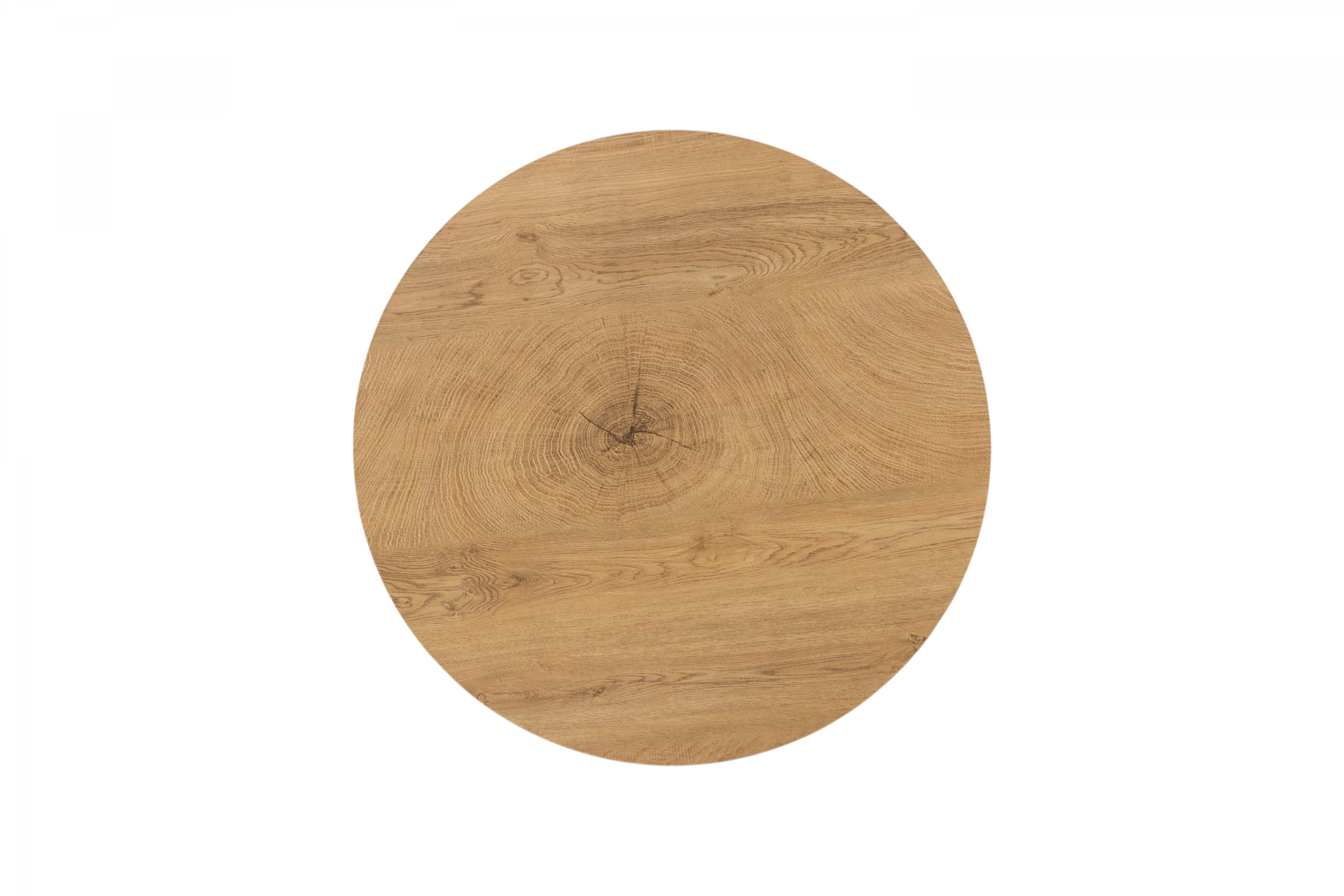 Stolik kawowy okrągły Liviano 80 cm z metalowymi nogami - dąb naturalny / czarny