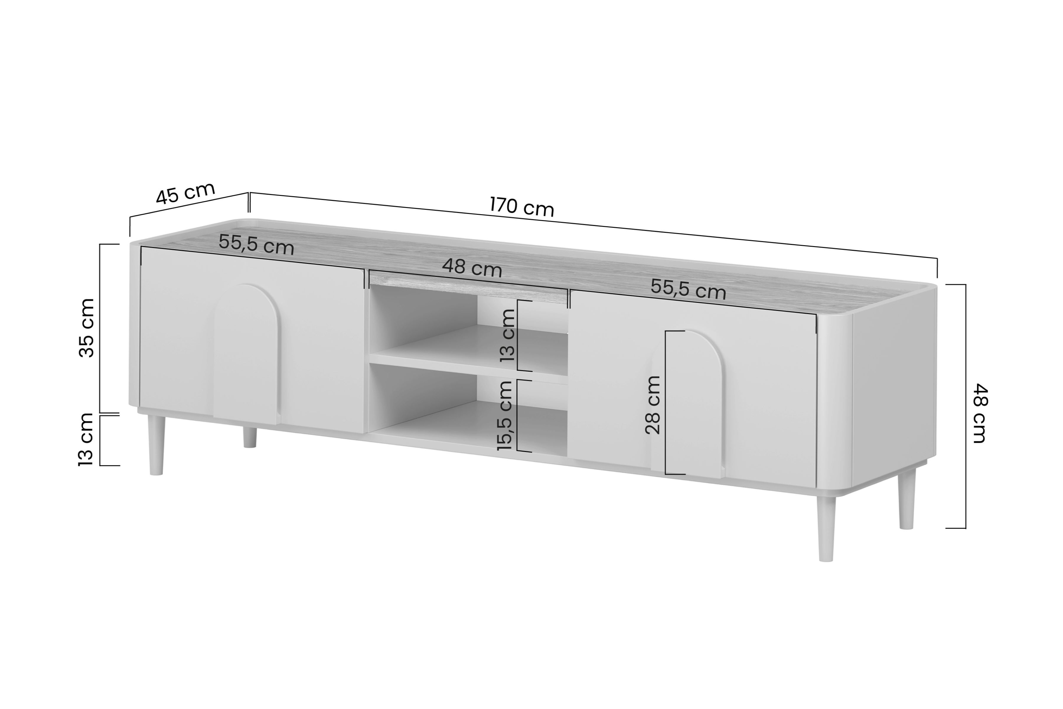 Szafka RTV Amilio 170 cm z szufladą - kaszmir / dąb olejowany - Wyprzedaż ekspozycji