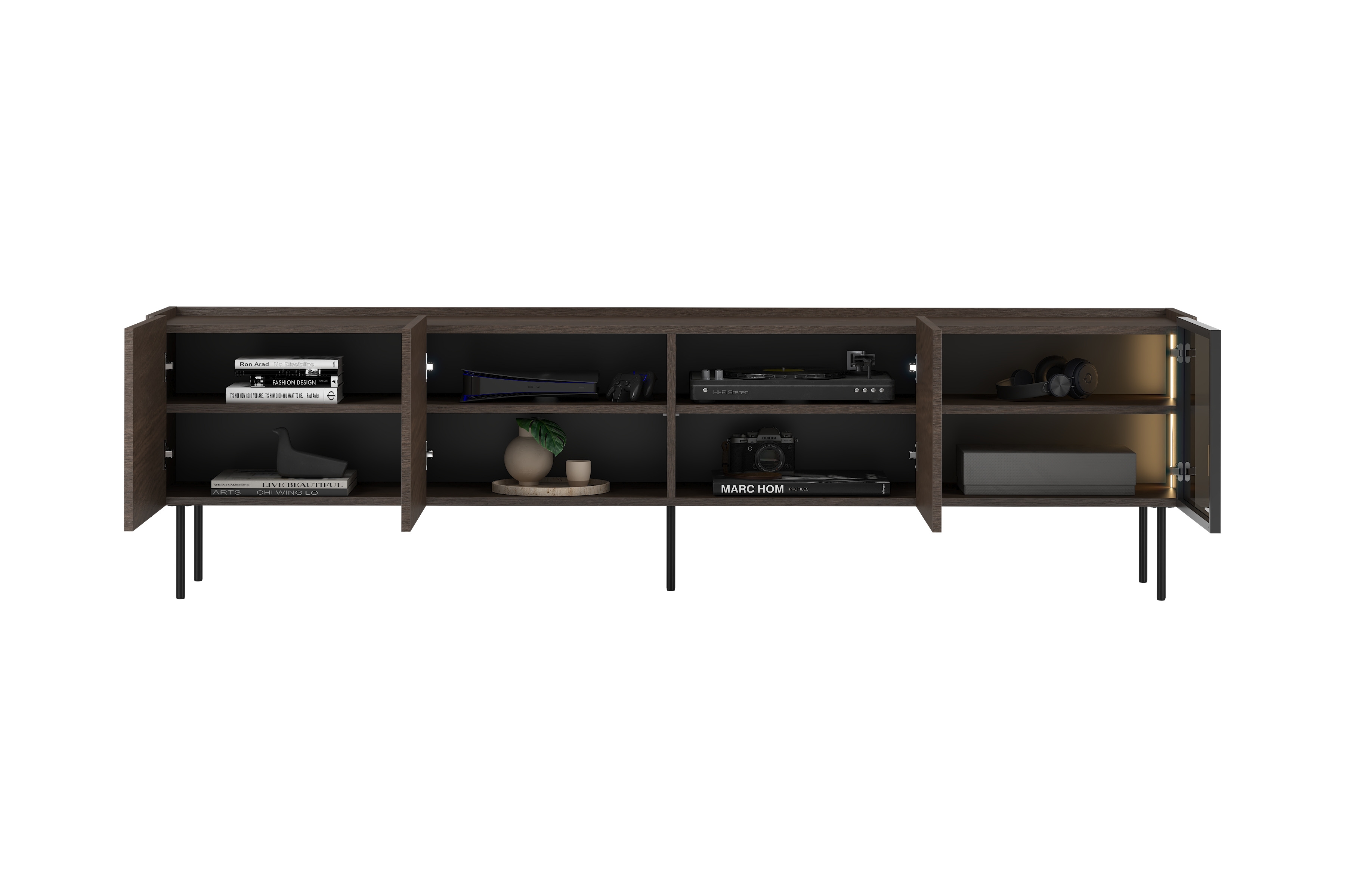 Szafka RTV Dunari 220 cm z metalowymi nogami - dąb dunin