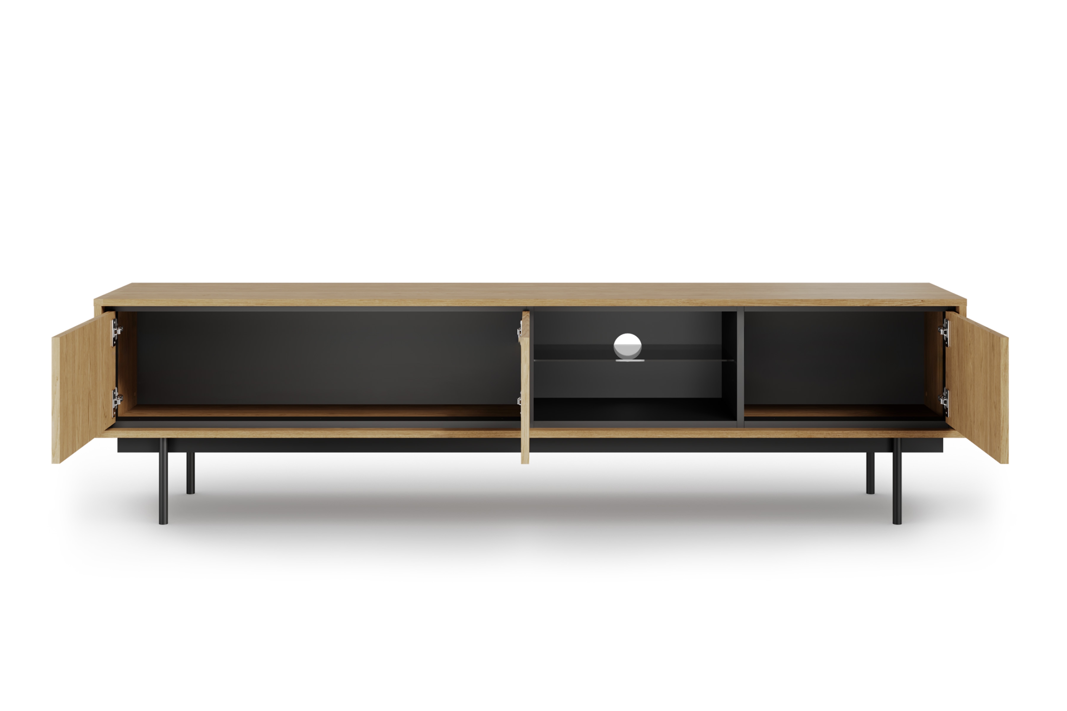Szafka RTV Rocco 200 cm - dąb baltic diune / czarny