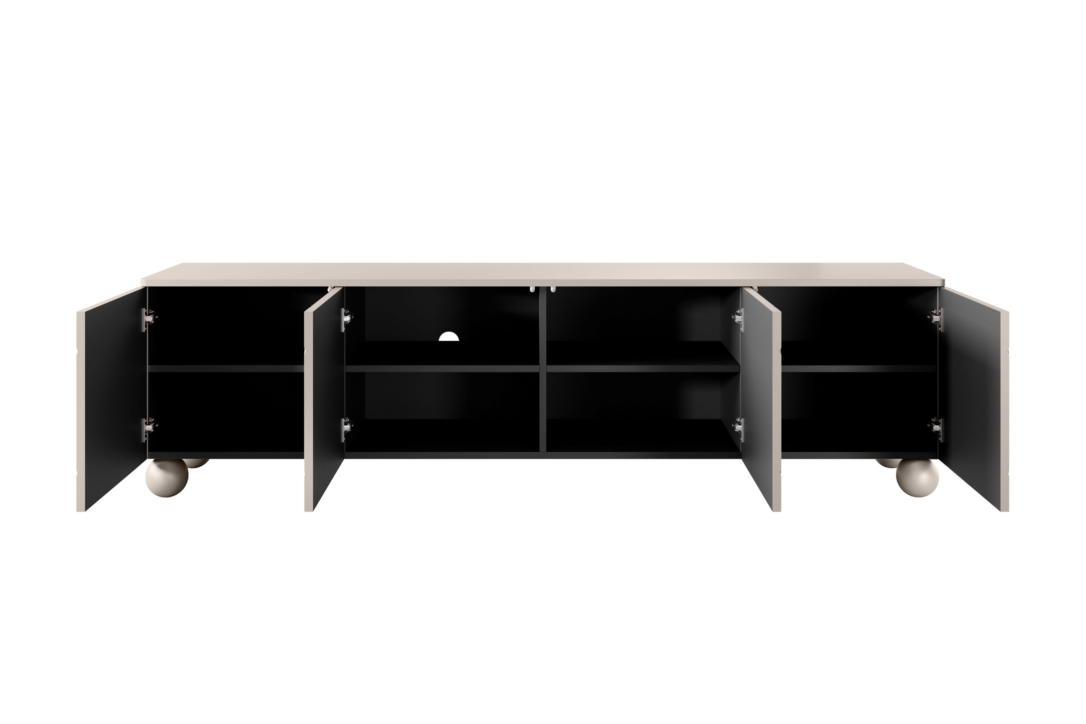 Szafka RTV Sonatia II 200 cm czterodrzwiowa na nogach kulach - kaszmir