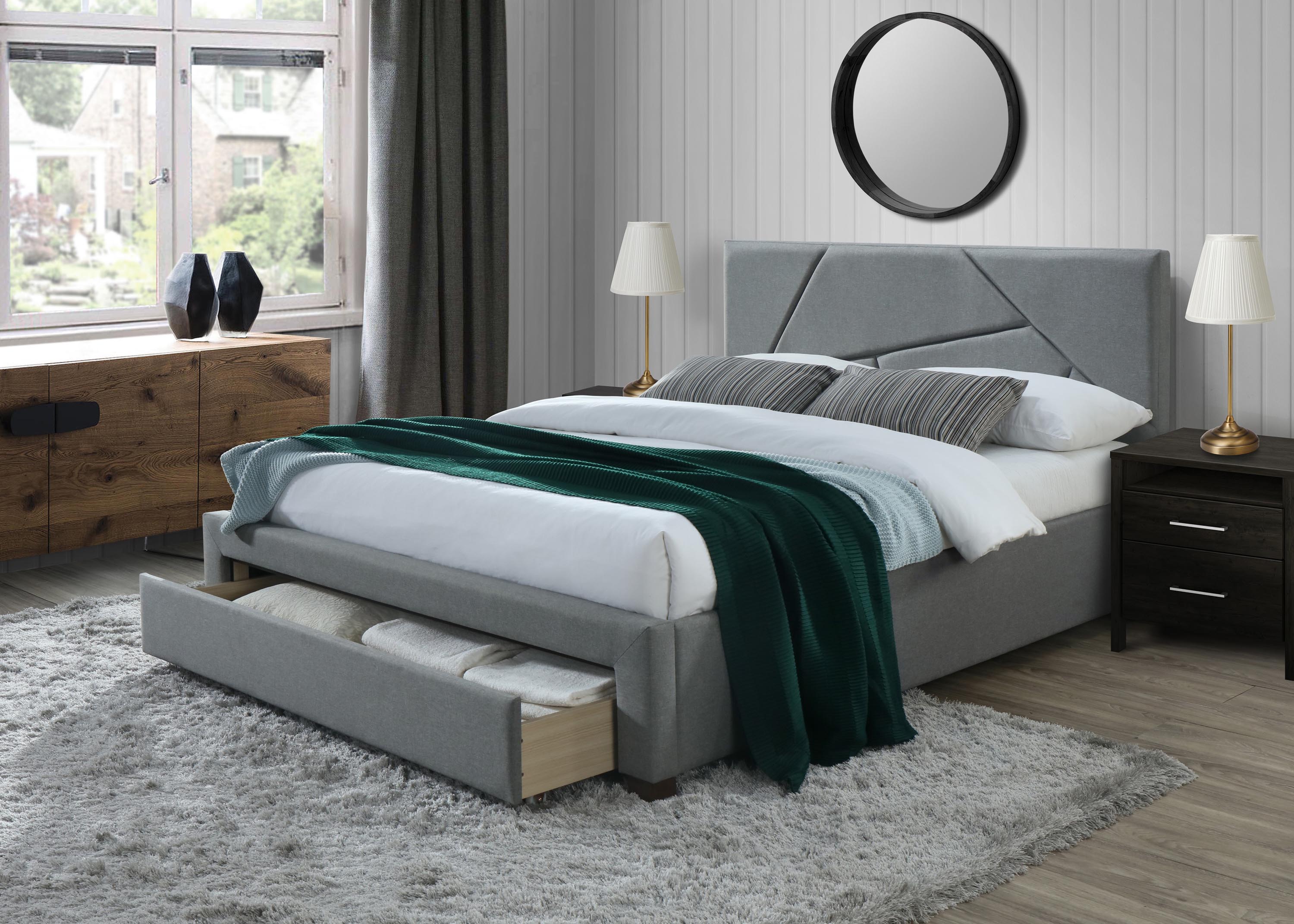 Łóżko tapicerowane Valery 160x200 - popiel popielate łóżko tapicerowane
