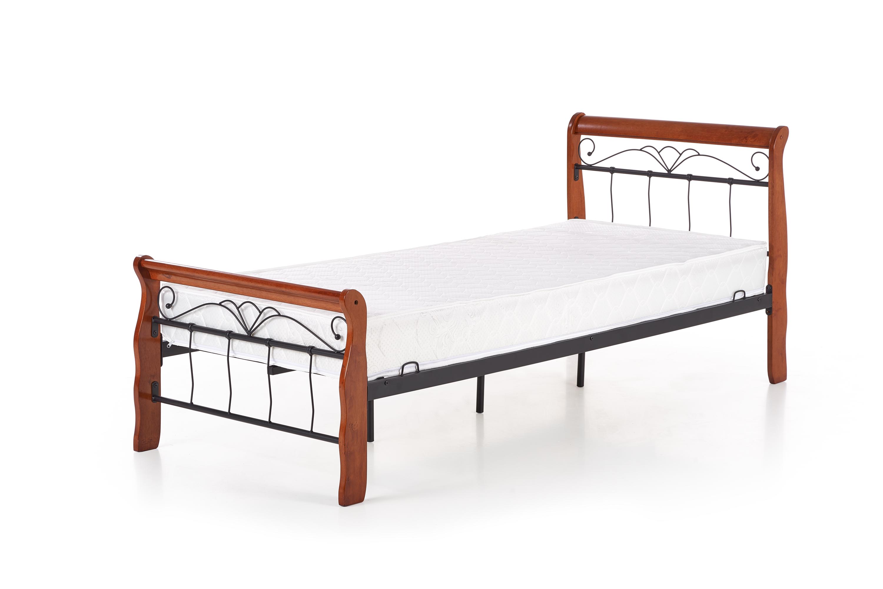 Łóżko Veronica 90x200 - czereśnia antyczna / czarny łóżko w stylu klasycznym
