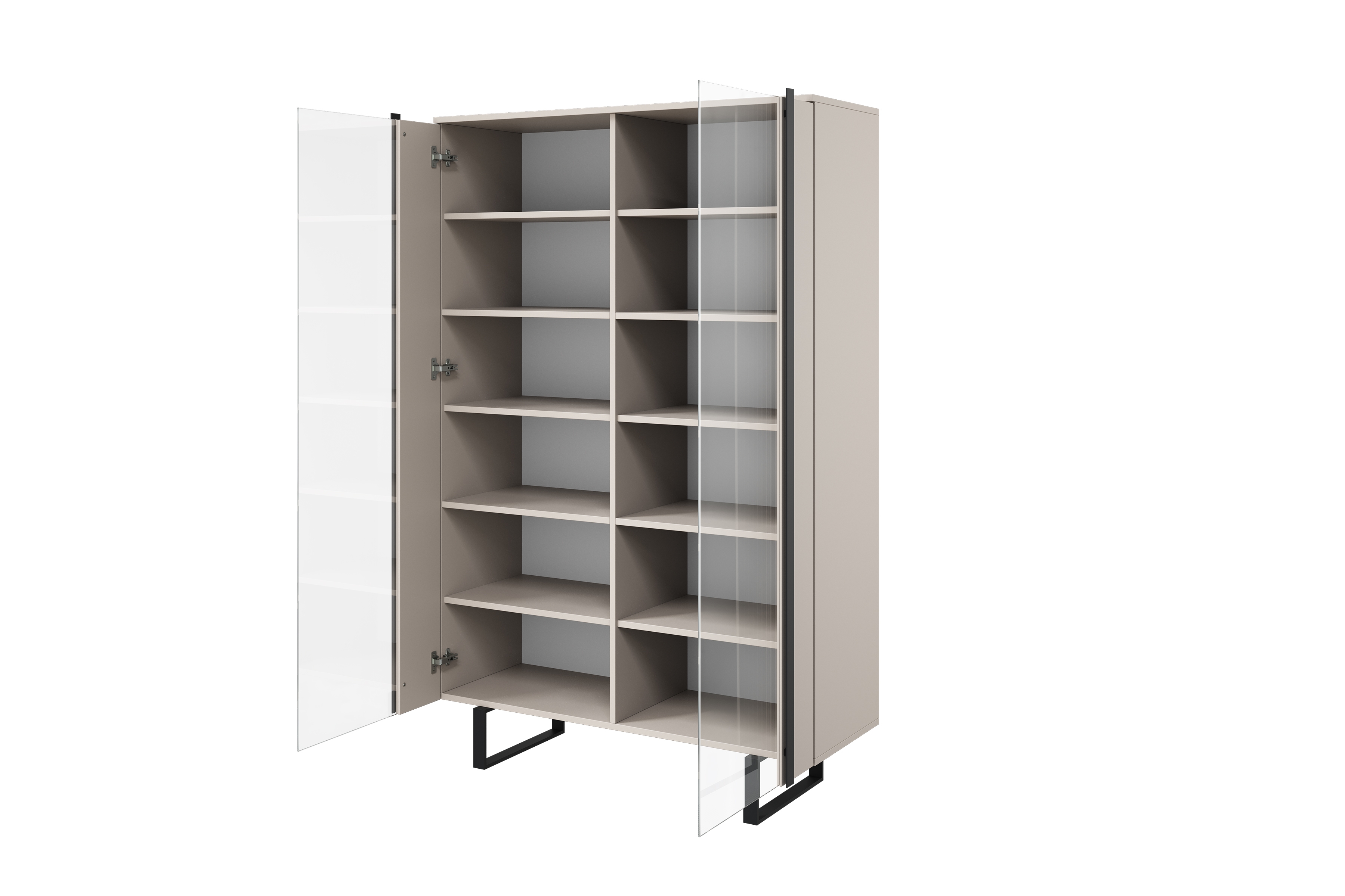 Witryna Verica 120 cm z metalowymi nogami - kaszmir / czarne nóżki