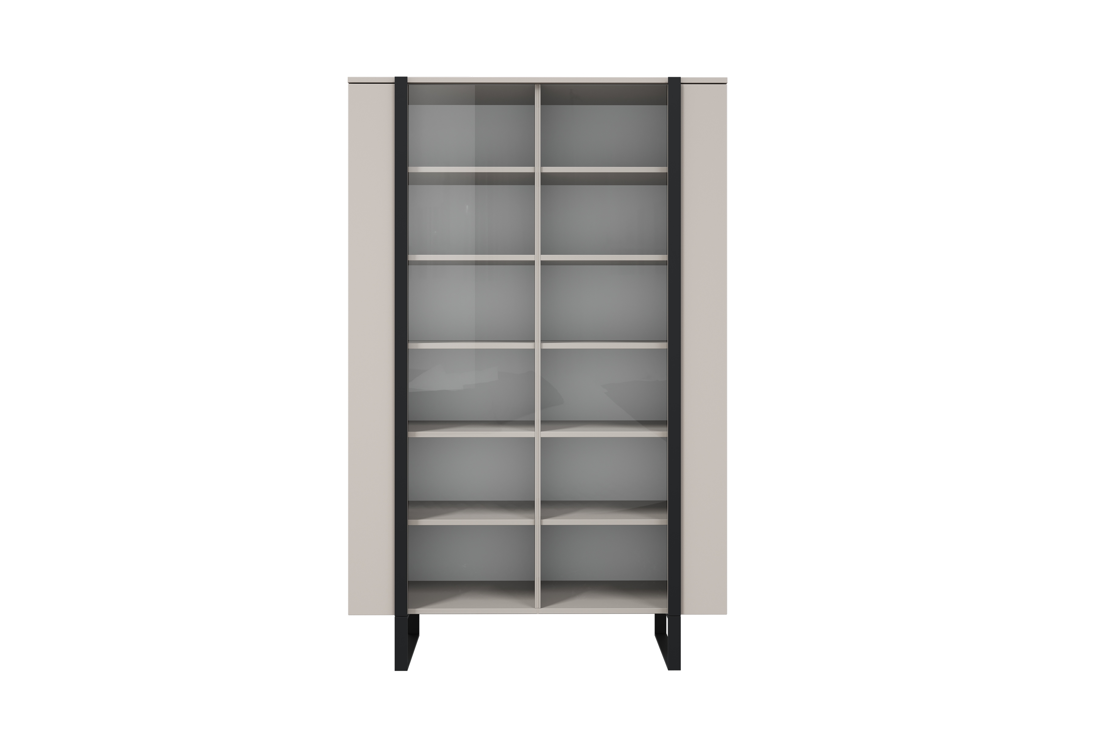 Witryna Verica 120 cm z metalowymi nogami - kaszmir / czarne nóżki