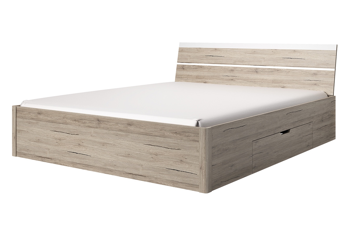 Łóżko do sypialni Beta 51 z szufladami 160x200 - san remo jasne / biały łóżko z szufladami 