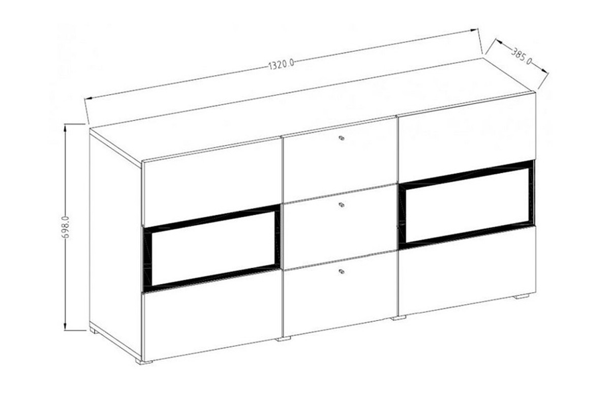 Komoda Baros 26 z szufladami 132 cm - biały połysk komoda z szufladami 