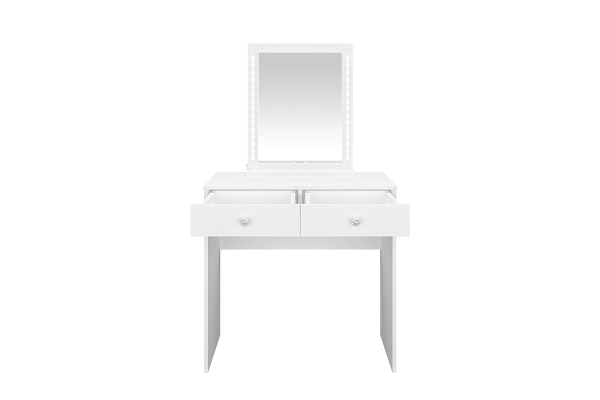Nowoczesna toaletka z podświetlanym lustrem i szufladami Genis 01 - biały toaletka z lustrem