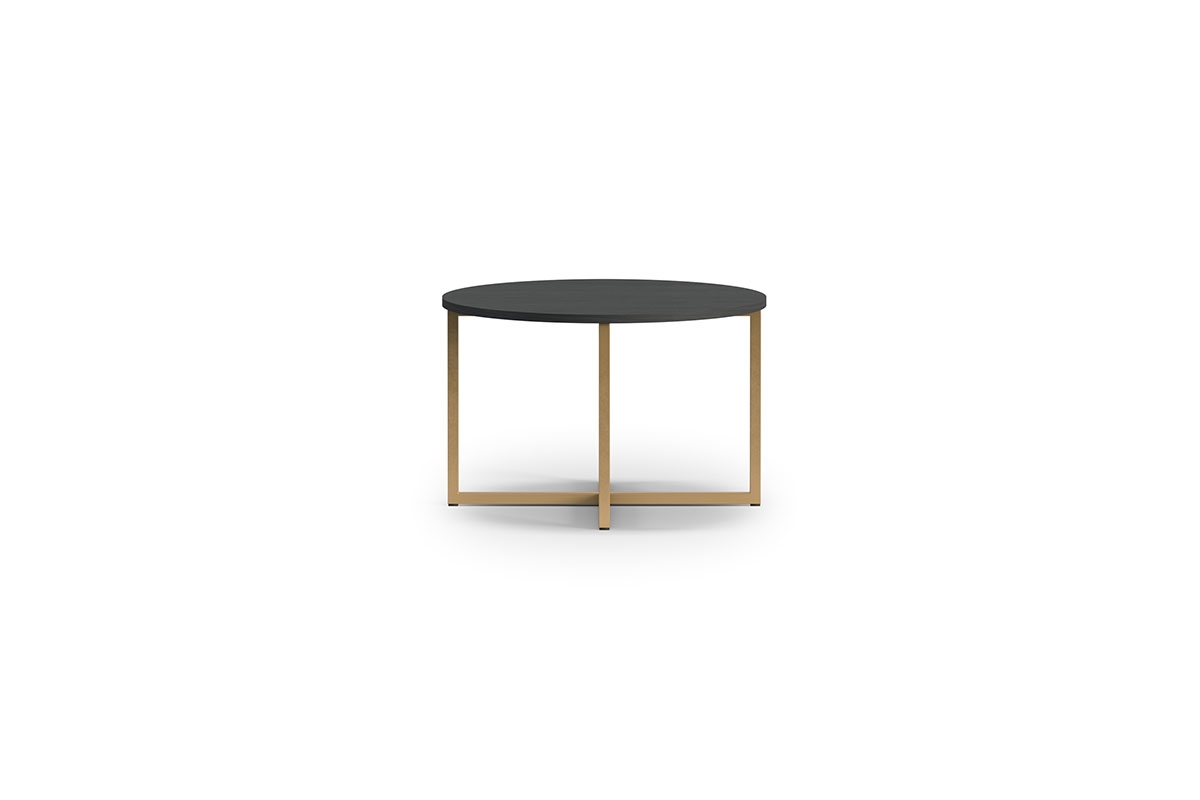 Okrągły stolik kawowy Kalso 60 cm - jesion portland czarny / złote nogi stolik do pokoju dziennego