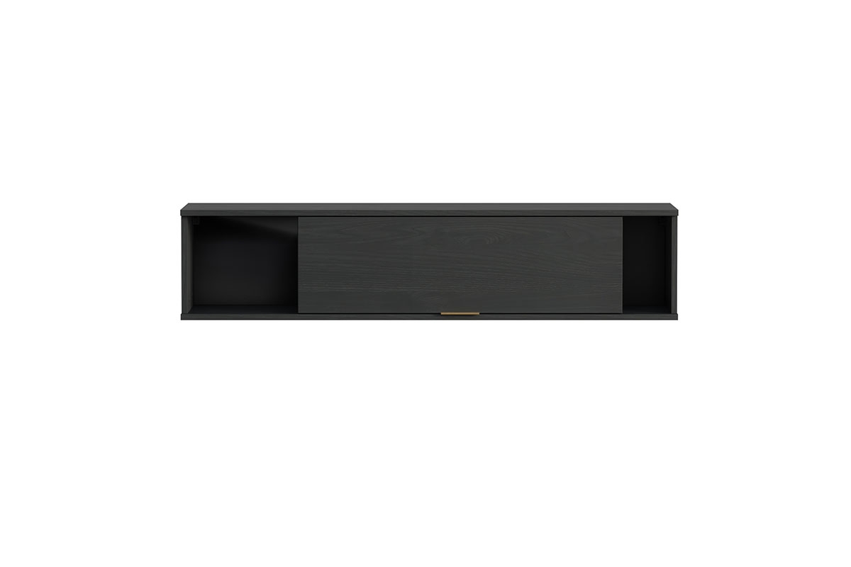 Szafka wisząca Kalso 135 cm - jesion portland czarny / złoty uchwyt szafka do salonu