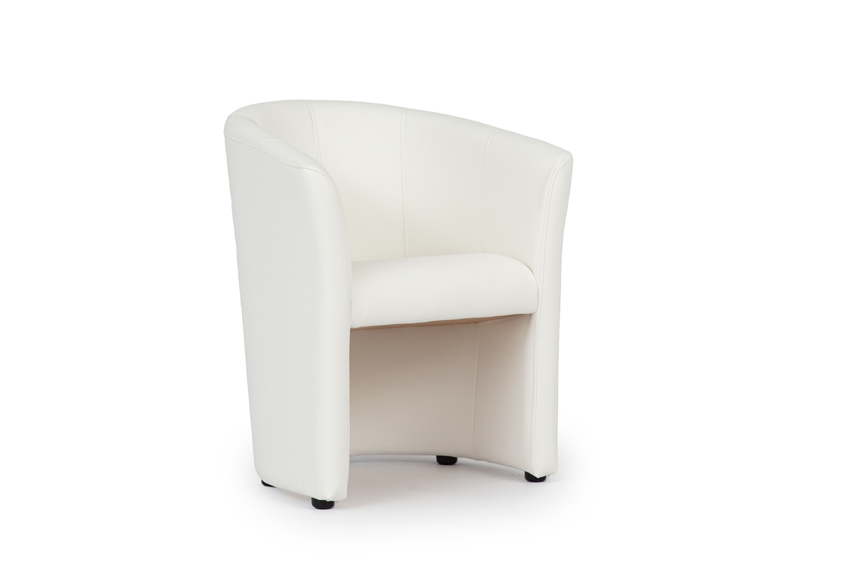 Tapicerowany fotel kubełkowy Noobis - biała ekoskóra Madryt 920  biały fotel z ekoskóry 