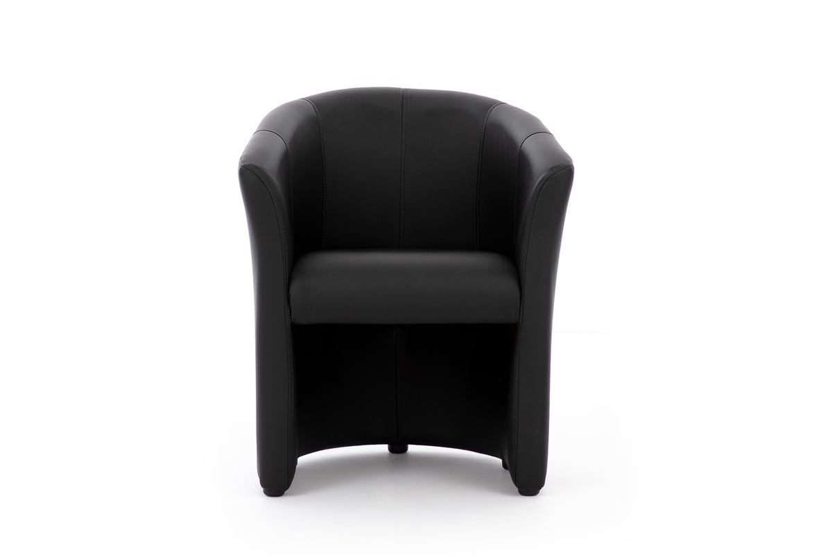 Tapicerowany fotel kubełkowy Noobis - czarna ekoskóra Madryt 9100 czarny fotel o kubełkowym kształcie 