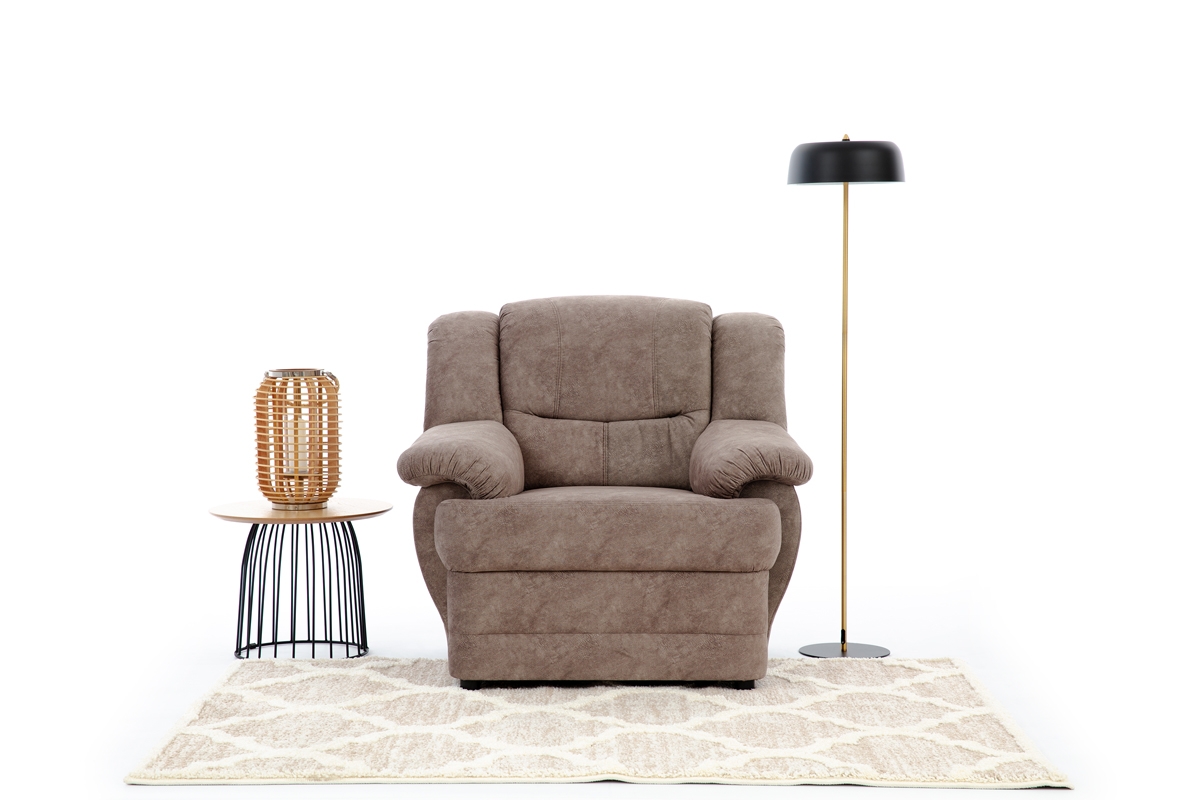 Fotel wypoczynkowy Belluno - brązowa tkanina hydrofobowa Forever 63 fotel wypoczynkowy z wysokim oparciem 