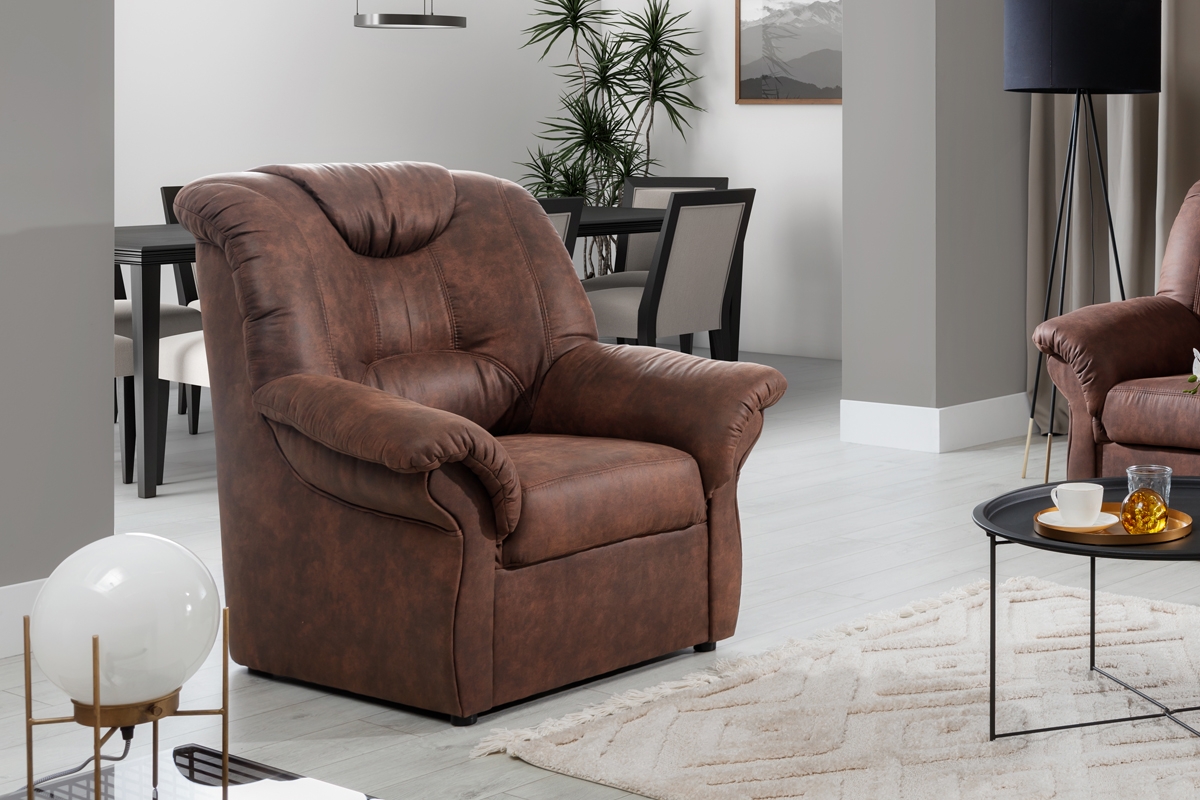 Fotel wypoczynkowy Lonigo - brązowa tkanina Preston 29 fotel wypoczynkowy do salonu 