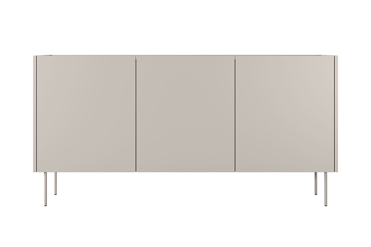 Trzydrzwiowa komoda Desin z 4 ukrytymi szufladami i metalowymi nogami 170 cm - kaszmir / dąb nagano komoda 170 cm