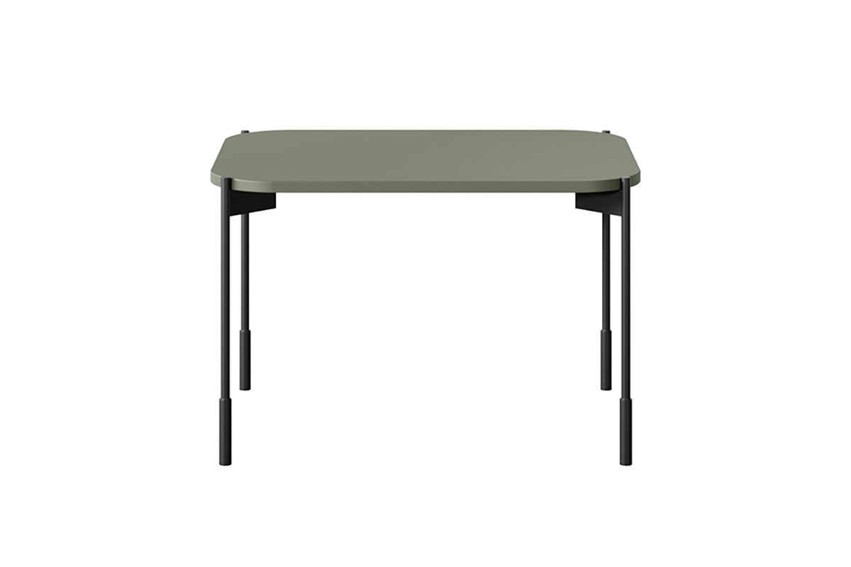 Stolik kawowy prostokątny Sonatia na metalowych nogach 60 cm - oliwka stolik prostokątny