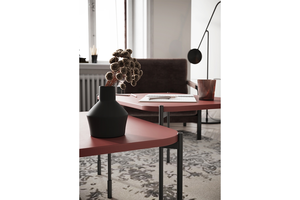 Stolik kawowy prostokątny Sonatia na metalowych nogach 70 cm - burgund stolik kawowy sonatia