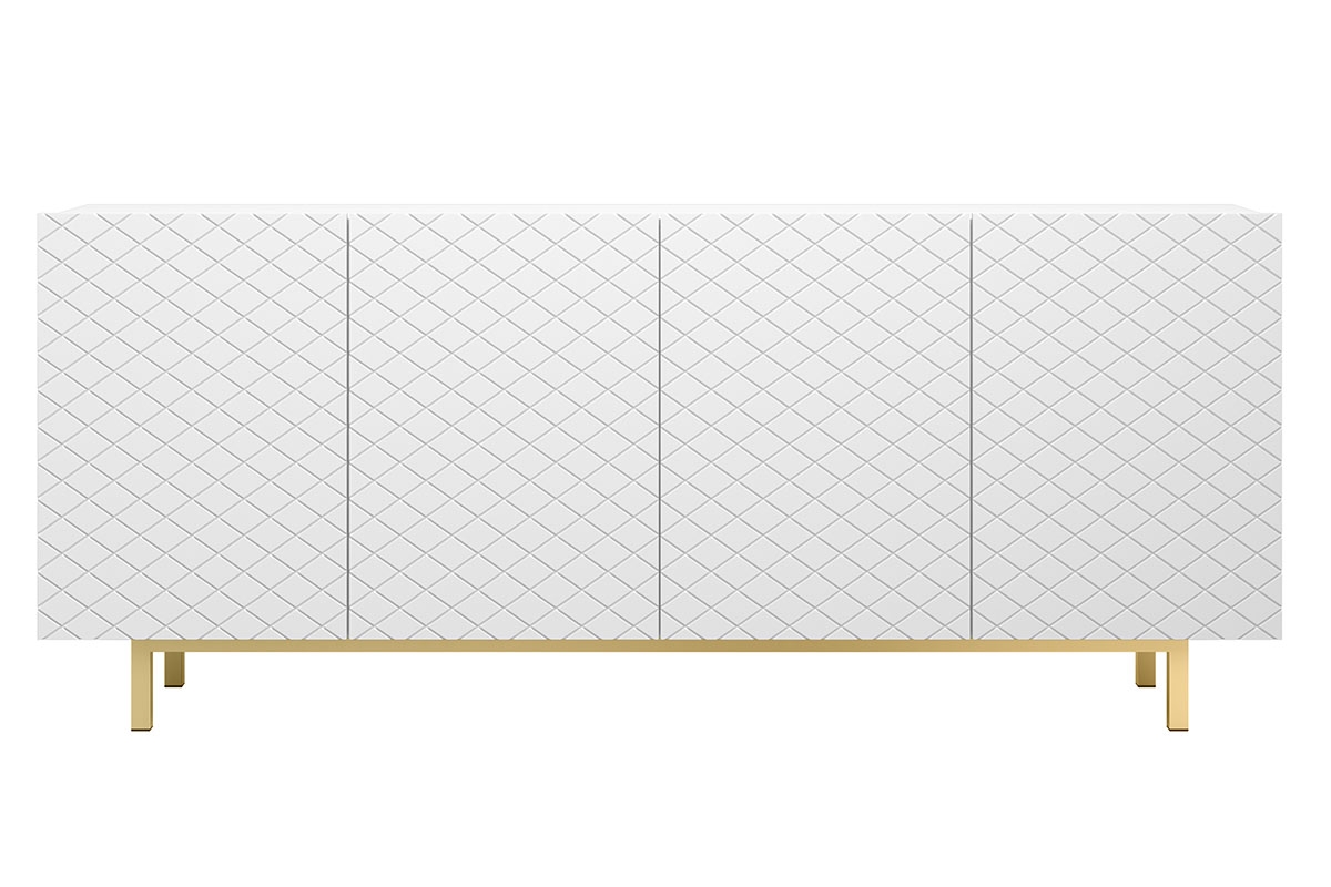 Komoda czterodrzwiowa Scalia II 190 4D - biały mat / złoty stelaż Komoda czterodrzwiowa Scalia II 190 4D - biały mat / złoty stelaż - przód