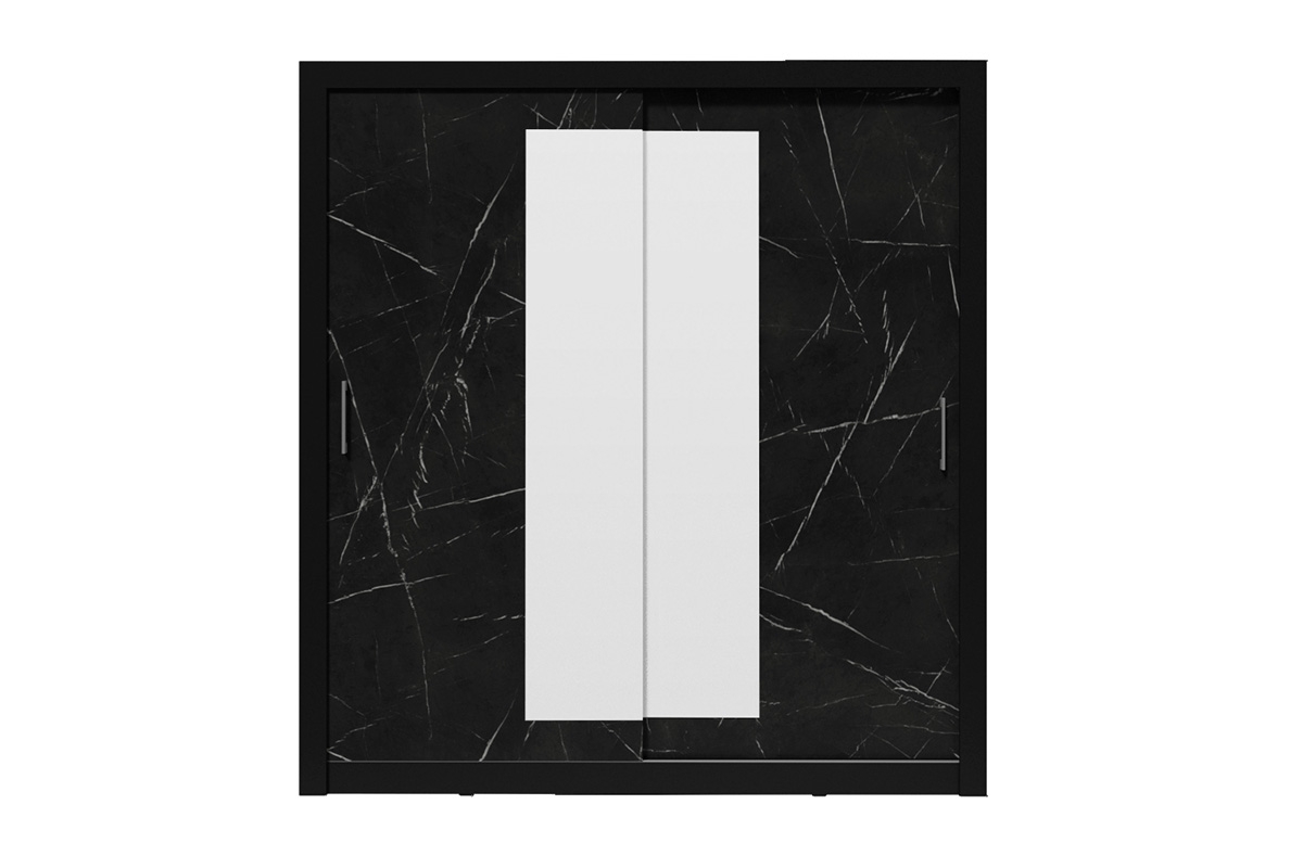Szafa przesuwna In Box z lustrem 200 cm - czarny / royal black szafa w dekorze marmuru