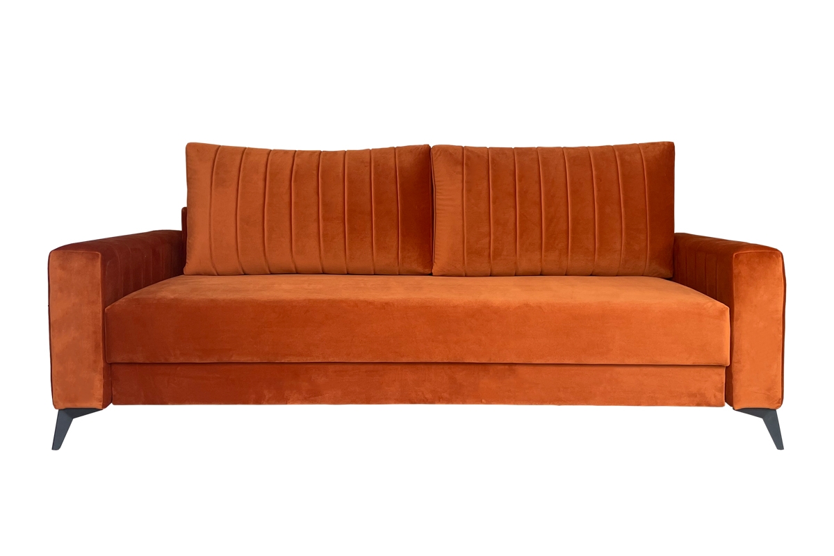 Kanapa z funkcją spania Ariela ruda kanapa z poduszkami 