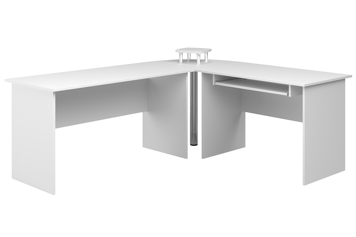 Narożne biurko BK53N 215 cm - biel arktyczna Białe biurko do biura