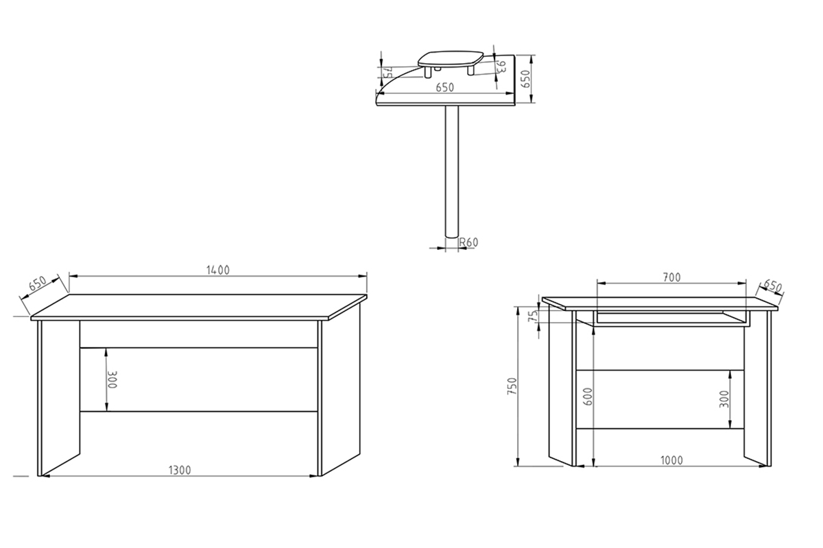 Narożne biurko BK53N 215 cm - biel arktyczna Biurko narożne BK53N wymiary