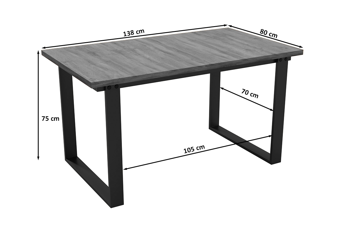 Loftowy stół do jadalni Temir - Craft Złoty Loftowy stół do jadalni Temir - wymiary 