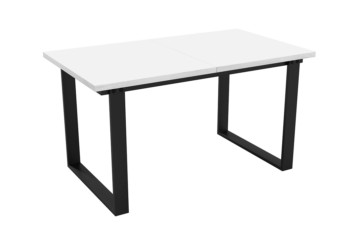 Stół rozkładany do jadalni Temir 140-200 - Biel Arktyczna  biały stól z czarnymi nogami 