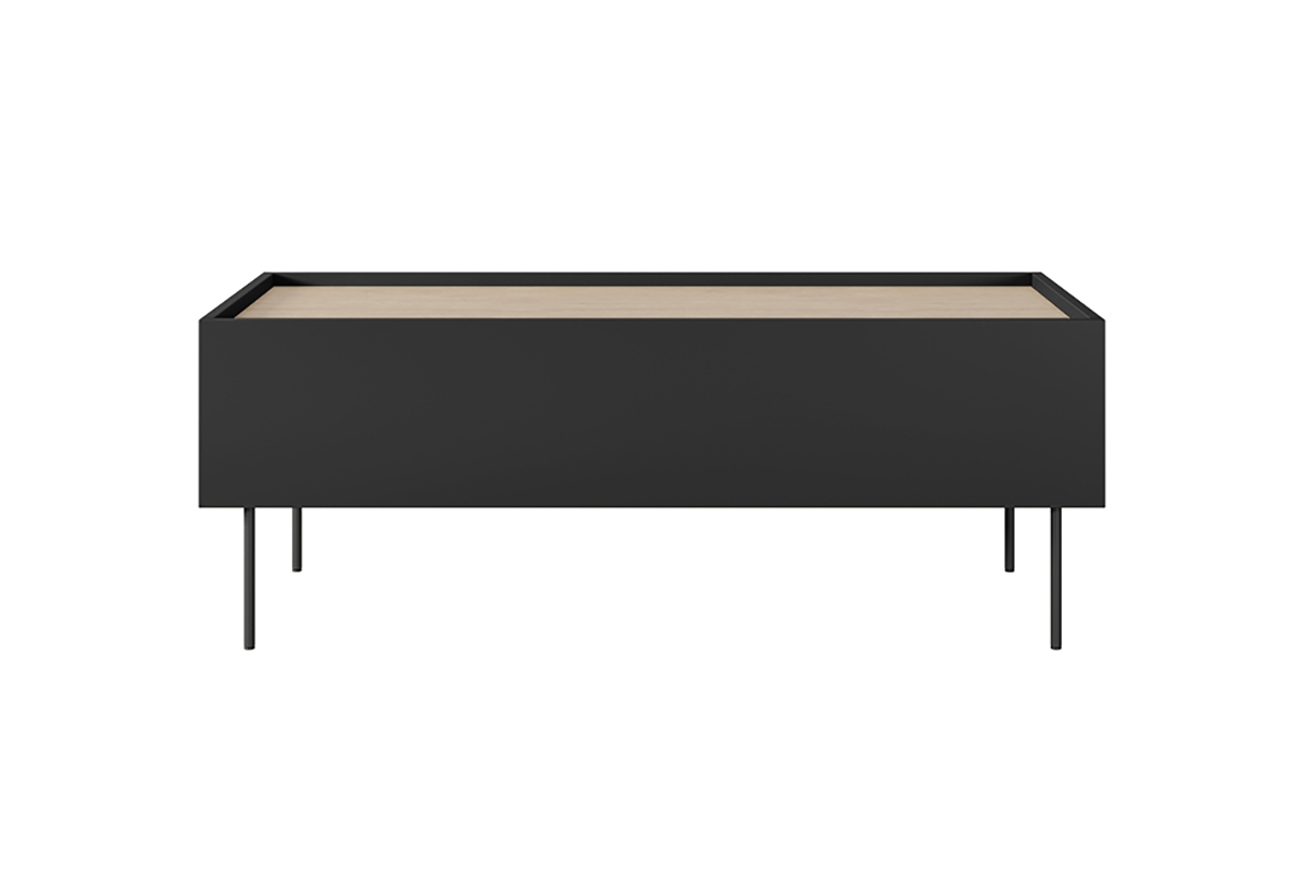 Stolik kawowy Desin z szufladami i metalowymi nogami 120 cm - czarny mat / dąb nagano czarny stolik kawowy na metalowych nogach