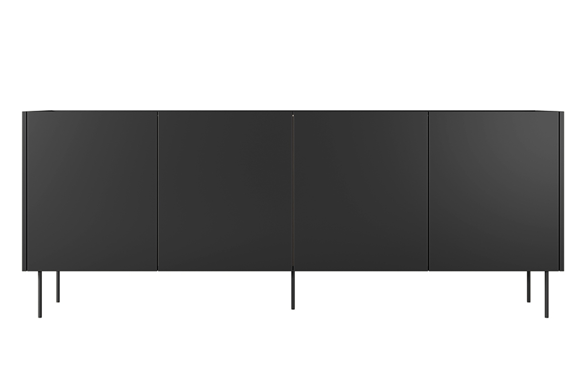 Czterodrzwiowa komoda Desin z metalowymi nogami 220 cm - czarny mat / dąb nagano czarna komoda na nóżkach