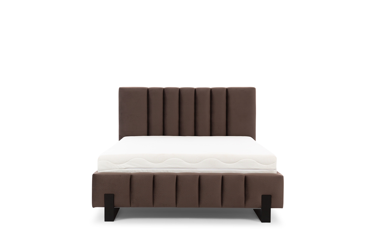 Łóżko tapicerowane Verica 160x200 - brązowy welur Element 5/ nogi czarne  brązowe łóżko Verica z czarnymi nóżkami 