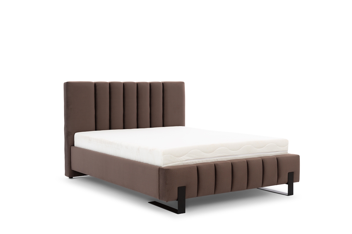 Łóżko tapicerowane Verica 160x200 - brązowy welur Element 5/ nogi czarne  tapiocerowane łóżko Verica, w brązowym kolorze 